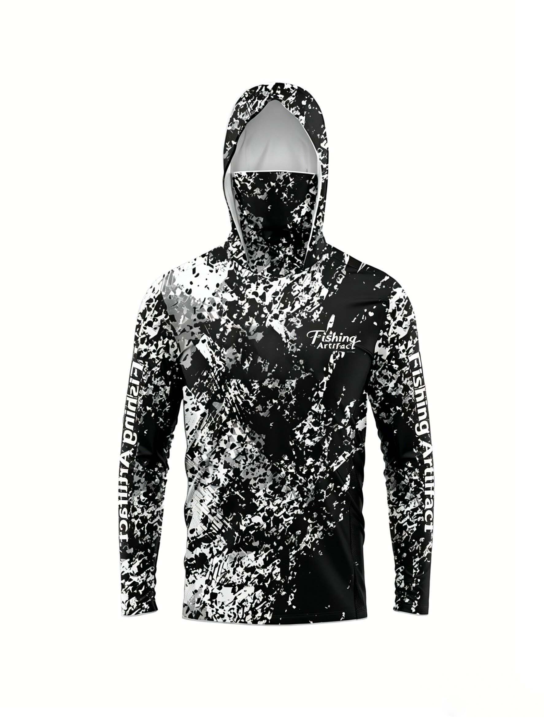 3D Printing Service - Heren zomer 3D-geprinte vissershirt met gezichtsmasker,