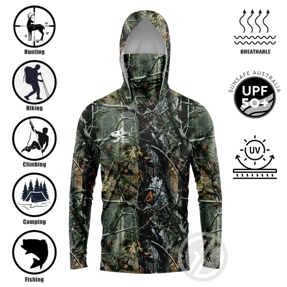 3D Printing Service - UPF50+ Vissershirt met capuchon, ingebouwde gezichtsbescherming,