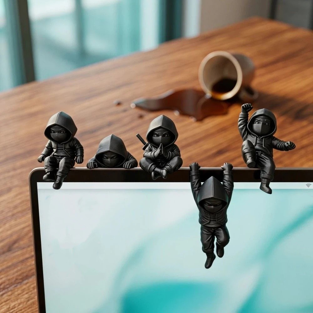 3D Printing Action Figure - 5 stuks Dark Style 3D-geprinte Ninja-ornamenten,