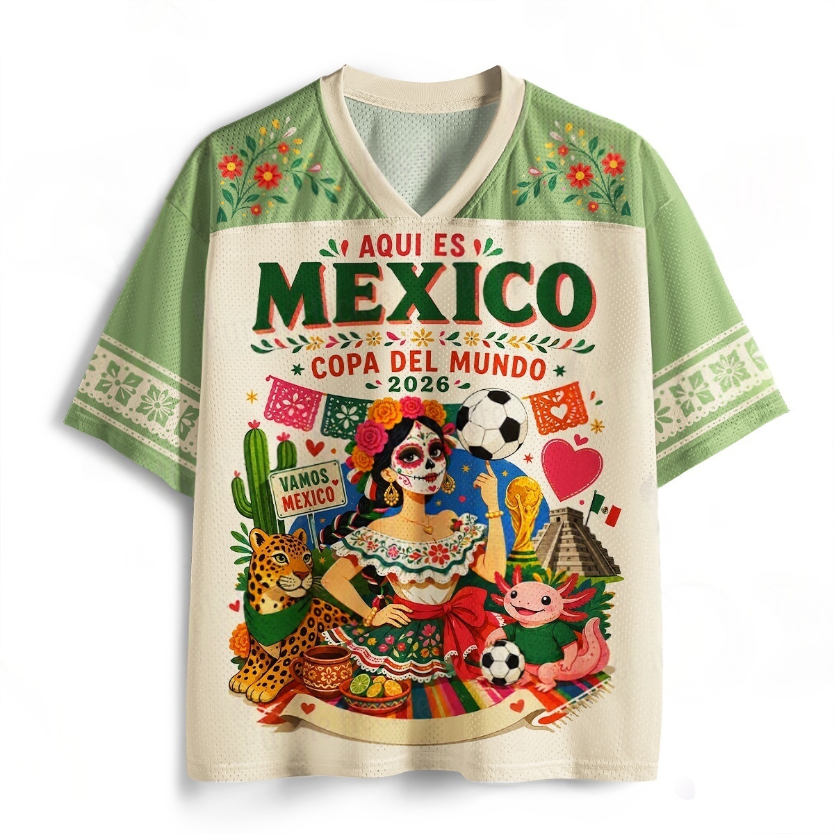 3D Printing Service - Retro Mexicaanse folkstijl voetbal-honkbalshirt Casual sportshirt
